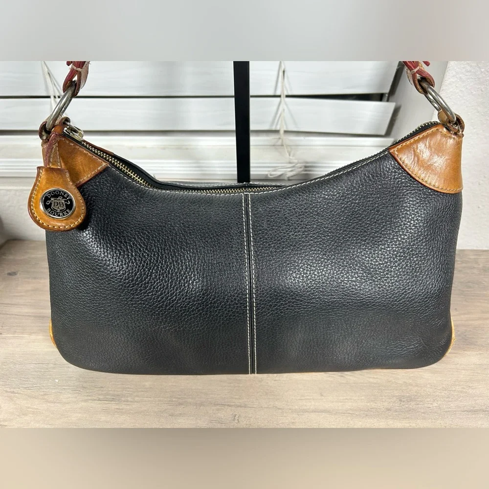 Vintage Dooney & Bourke Black Pebbled All Weather Leather Hobo Shoulder Handbag - Picture 2 of 14